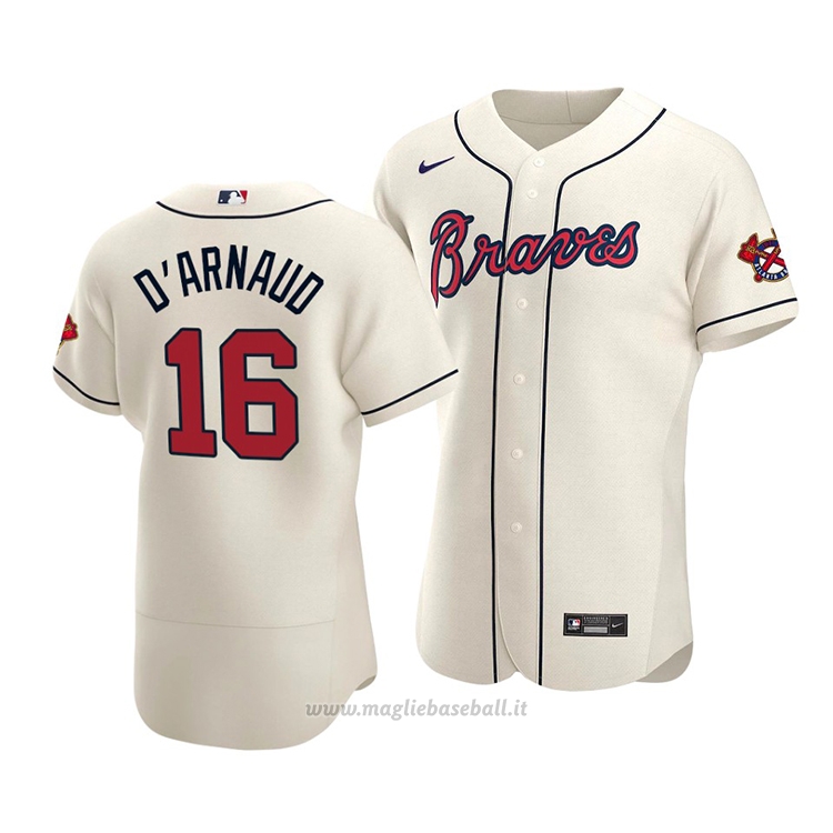 Maglia Baseball Uomo Atlanta Braves Travis D'arnaud Autentico Alternato Crema